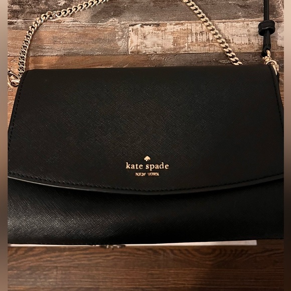 Kate Spade Black Crossbody with Gold Chain - Picture 1 of 3